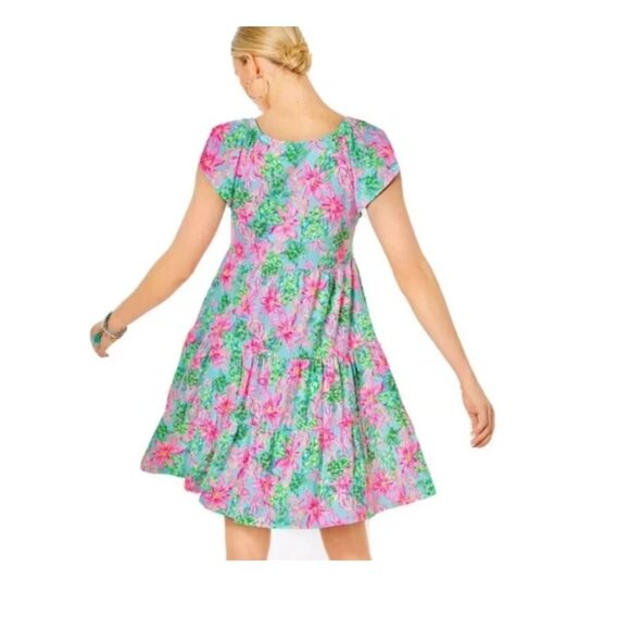 Lilly Pulitzer Geanna Dress Large Surf Blue So Shellegant Pockets EUC - Picture 3 of 13